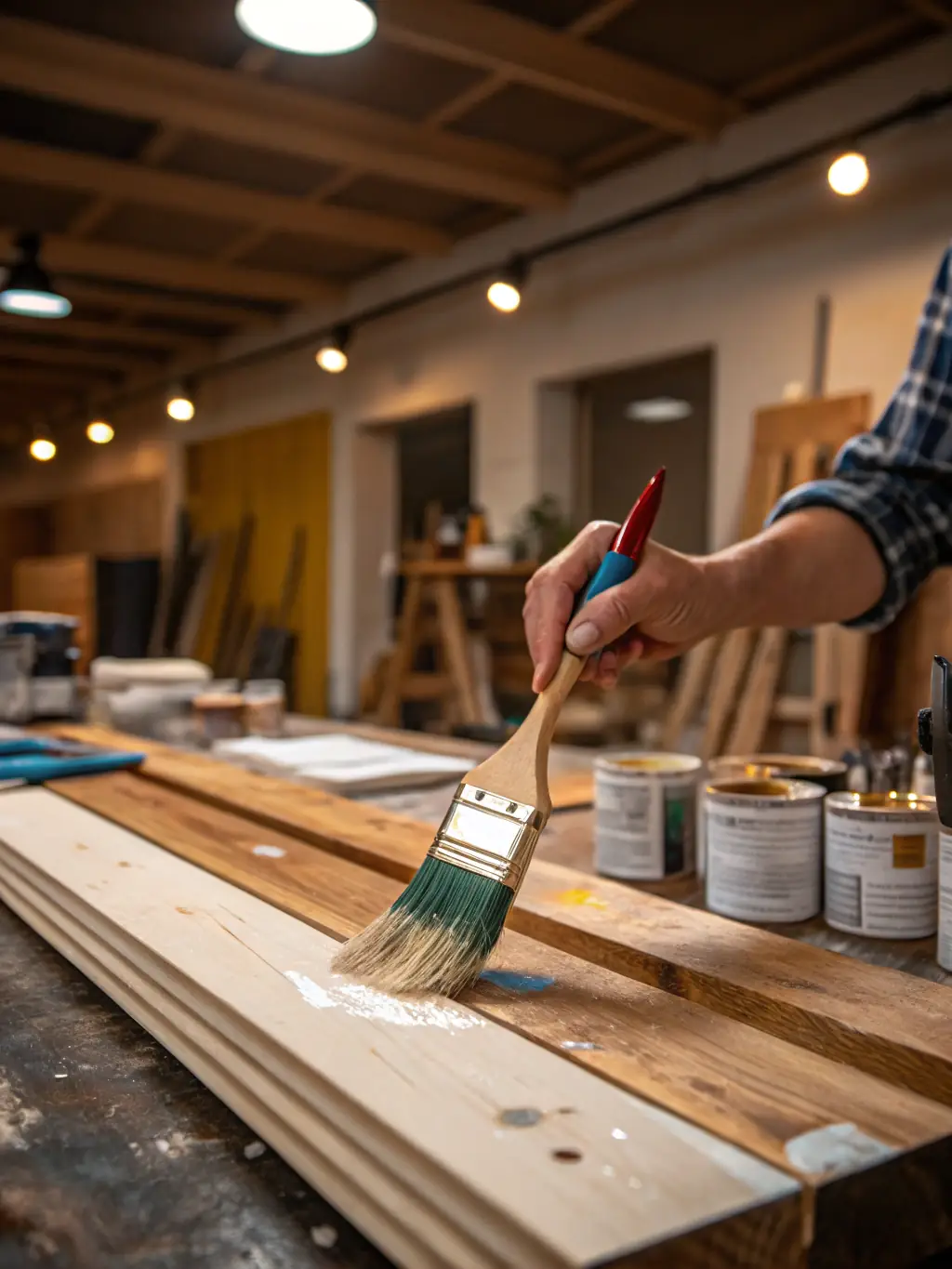 A close-up shot of PYROCHILL BEVARA paint being applied to a wooden surface, showcasing its smooth texture and even coverage.