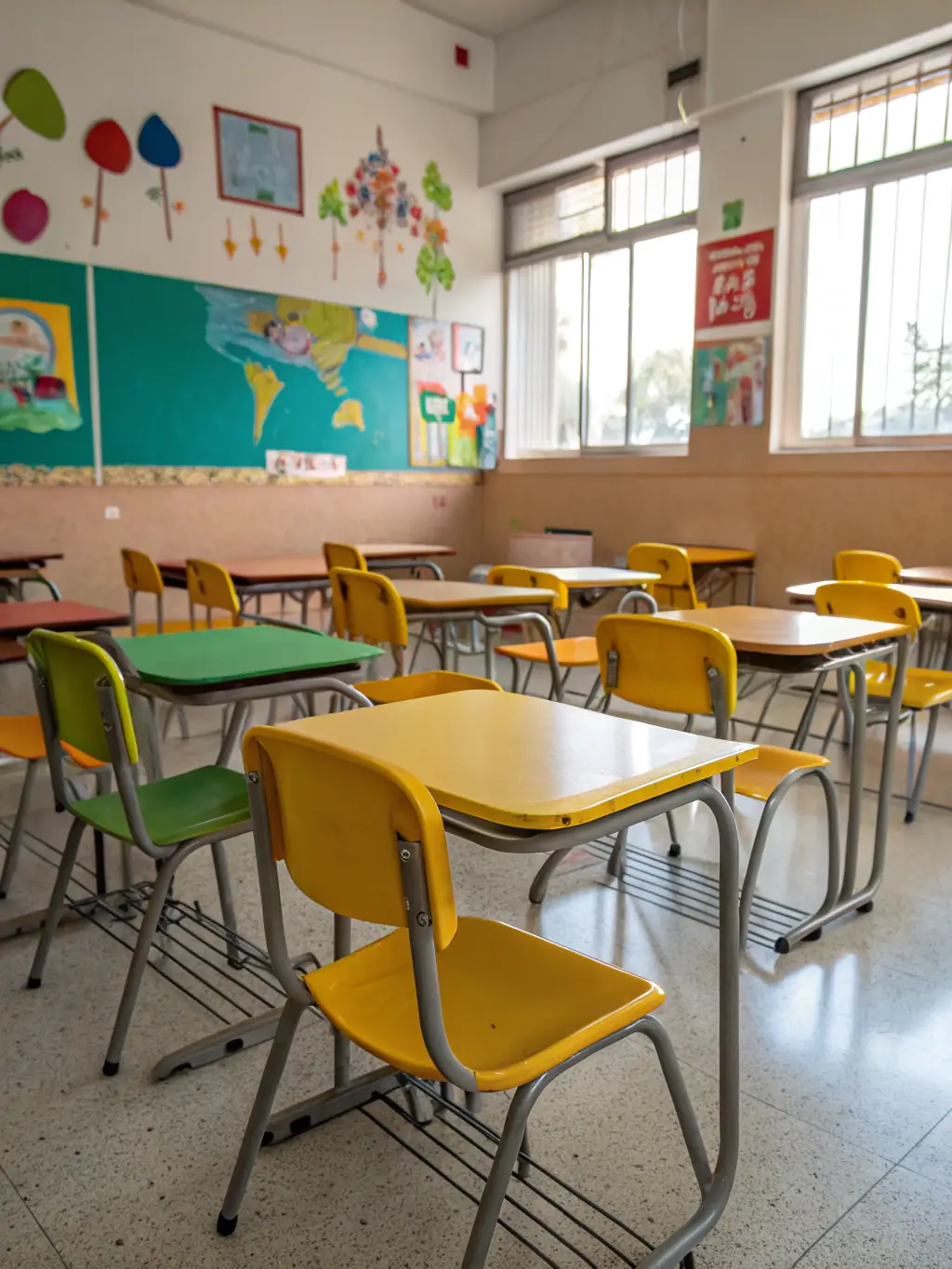A photo of a school hallway with walls coated in PYROCHILL BEVARA, highlighting its suitability for public spaces with strict safety standards.