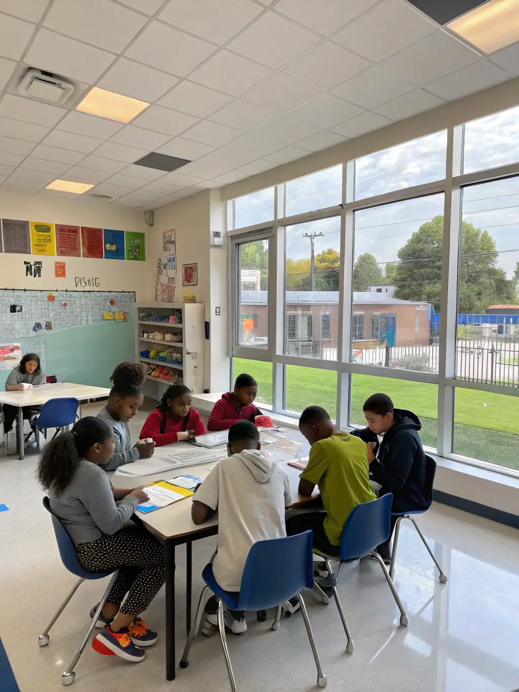 A classroom in a school with walls painted with PYROCHILL BEVARA, showcasing its application in educational institutions for enhanced safety.