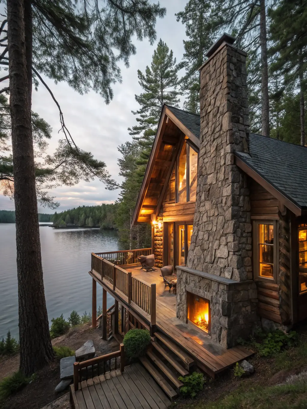 The exterior of a wooden cabin coated with PYROCHILL BEVARA, highlighting its use in outdoor settings for fire prevention and protection against the elements.